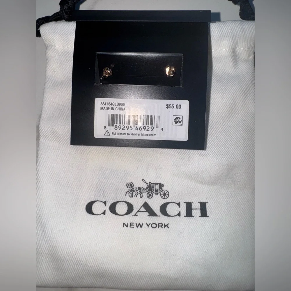 Coach Pink Huggie Earrings NWT+Dustie - Picture 3 of 3